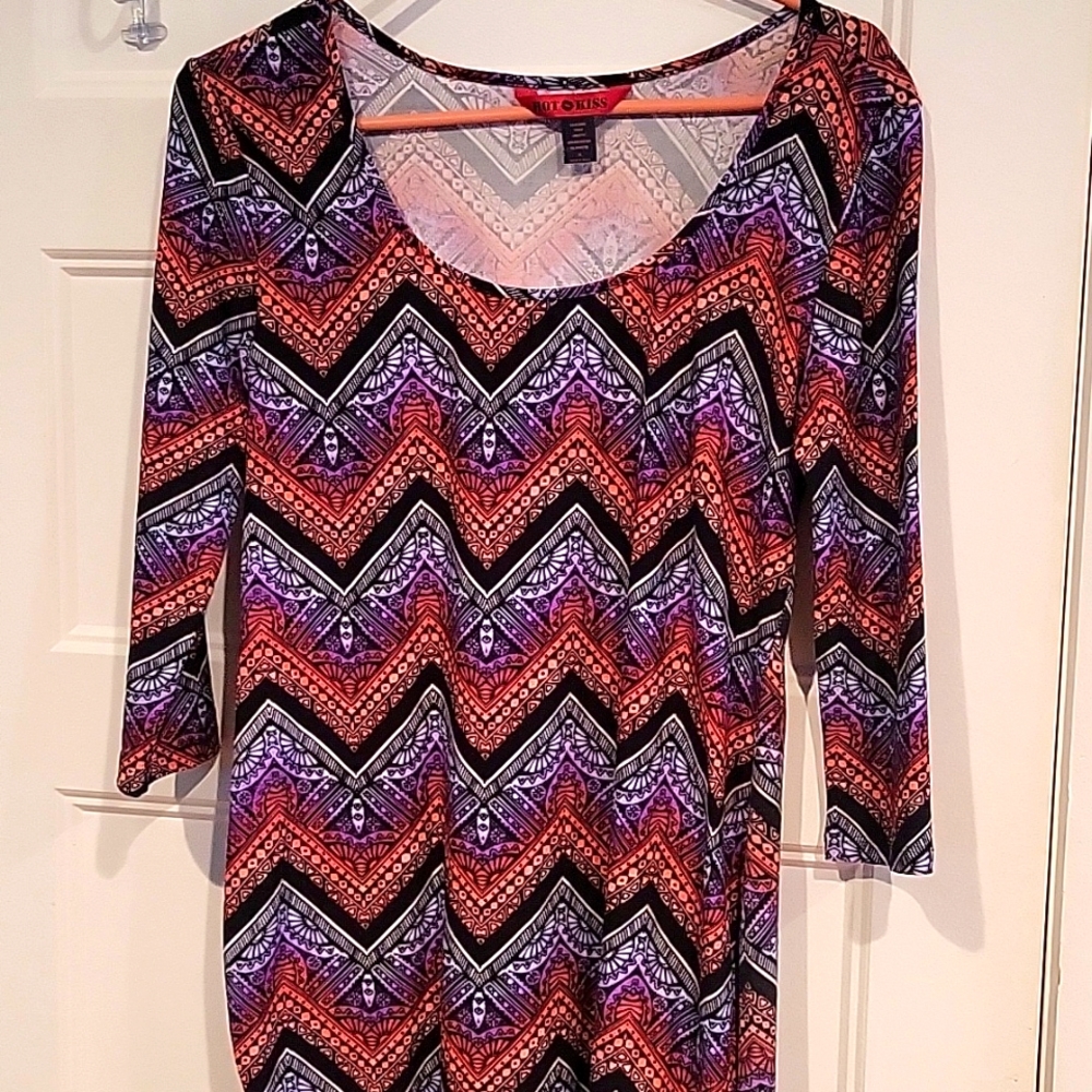 Hot Kiss vibrant colors medallion dress purple blue orange NWOT New w/out Tags
